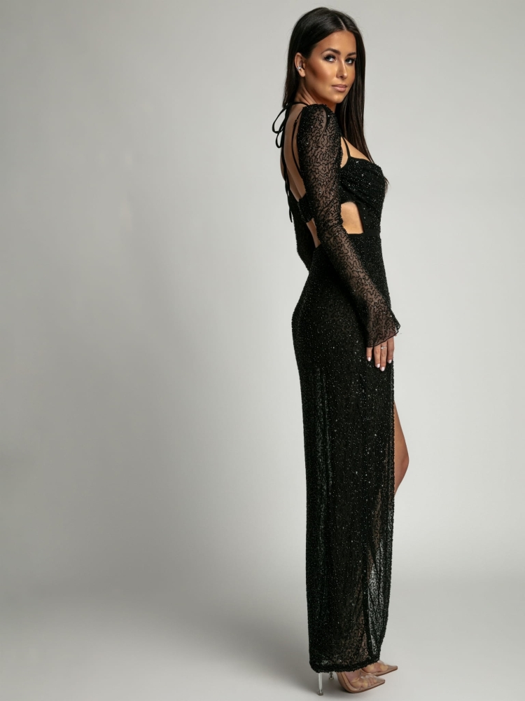 Suknia z cekinami i body maxi PREMIUM czarna