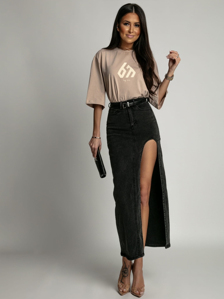 Spódnica z rozcięciem czarna PREMIUM