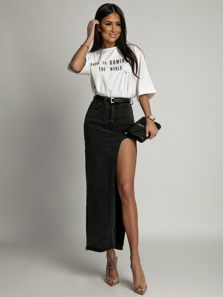 Spódnica z rozcięciem czarna PREMIUM