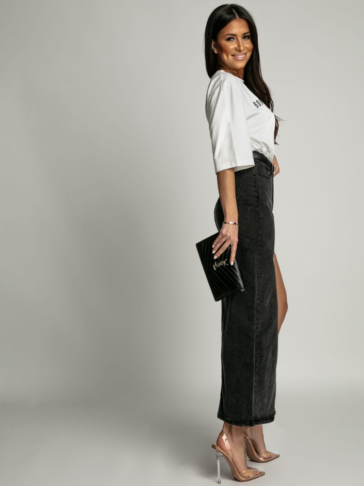 Spódnica z rozcięciem czarna PREMIUM