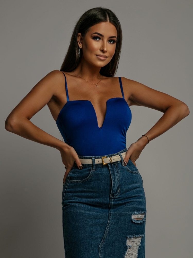 Spódnica ciemny jeans z przetarciami PREMIUM
