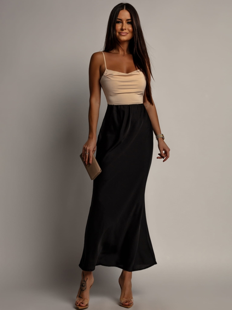 Spódnica maxi satynowa czarna