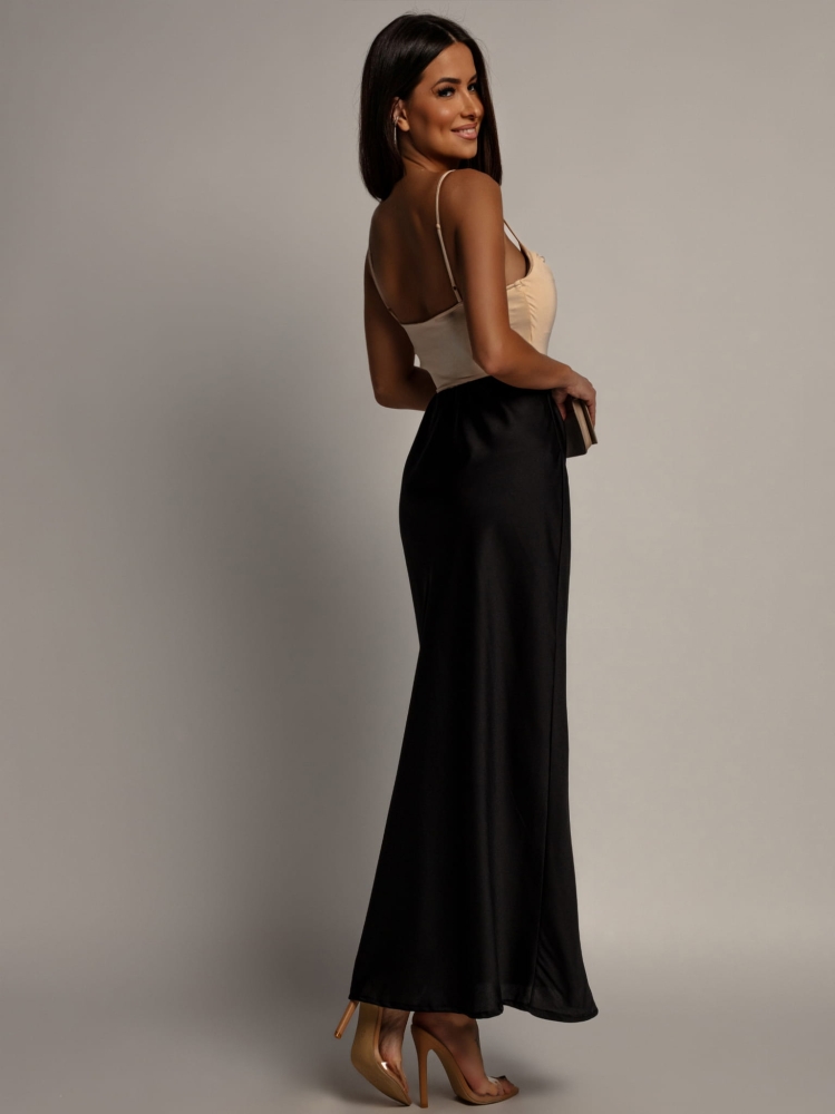 Spódnica maxi satynowa czarna