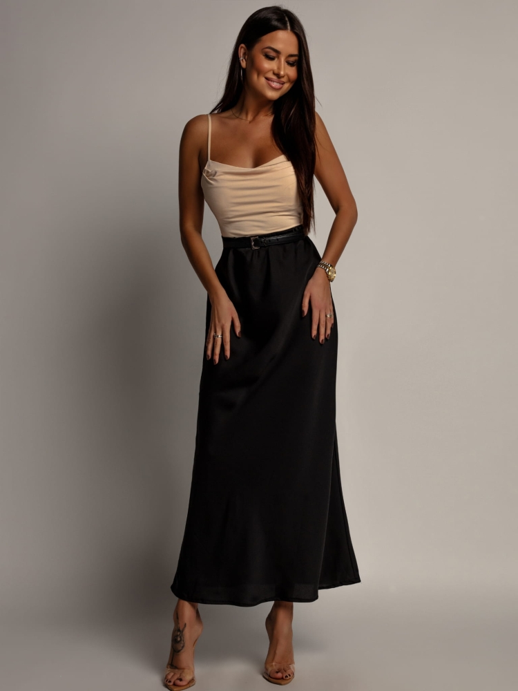 Spódnica maxi satynowa czarna