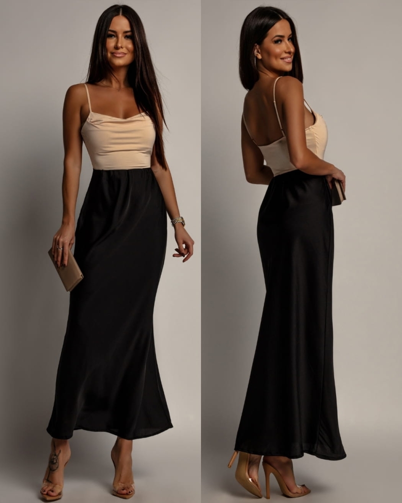 Spódnica maxi satynowa czarna