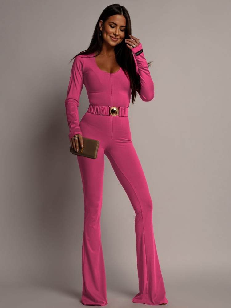 Kombinezon klasyczny modelujący różowy z paskiem PREMIUM Polska produkcja