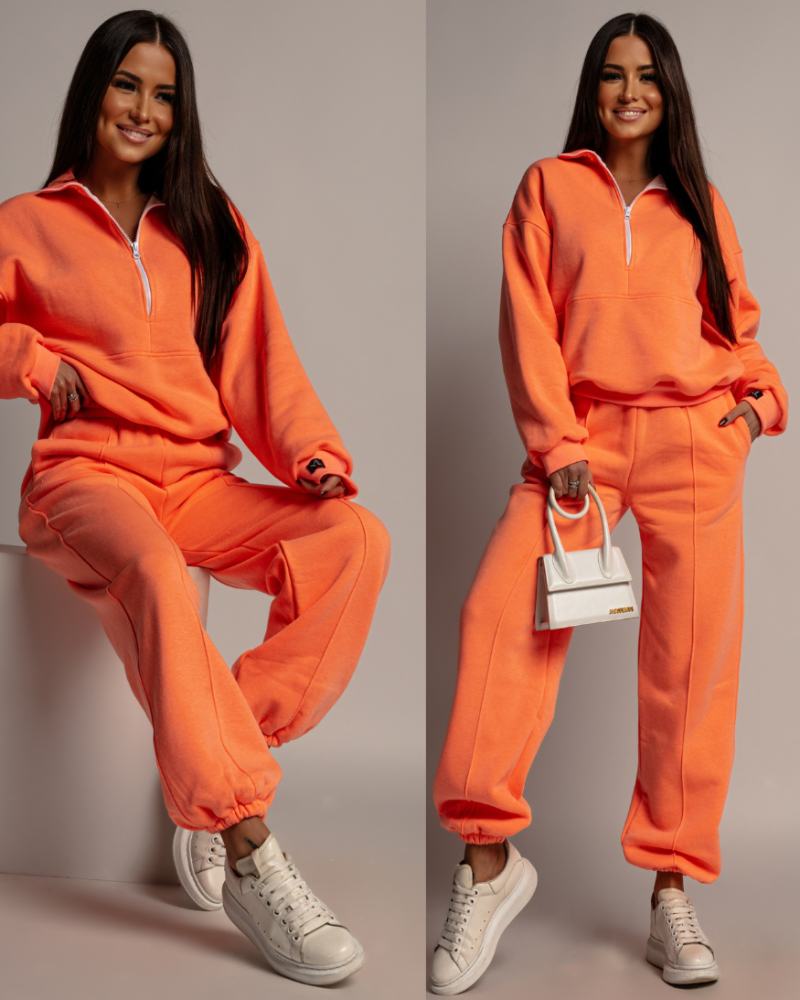 Komplet dresowy bluza spodnie pomarańcz PREMIUM Polska Produkcja