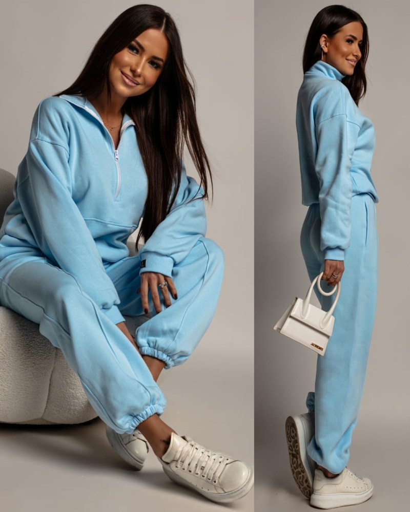 Komplet dresowy bluza spodnie niebieski PREMIUM Polska Produkcja