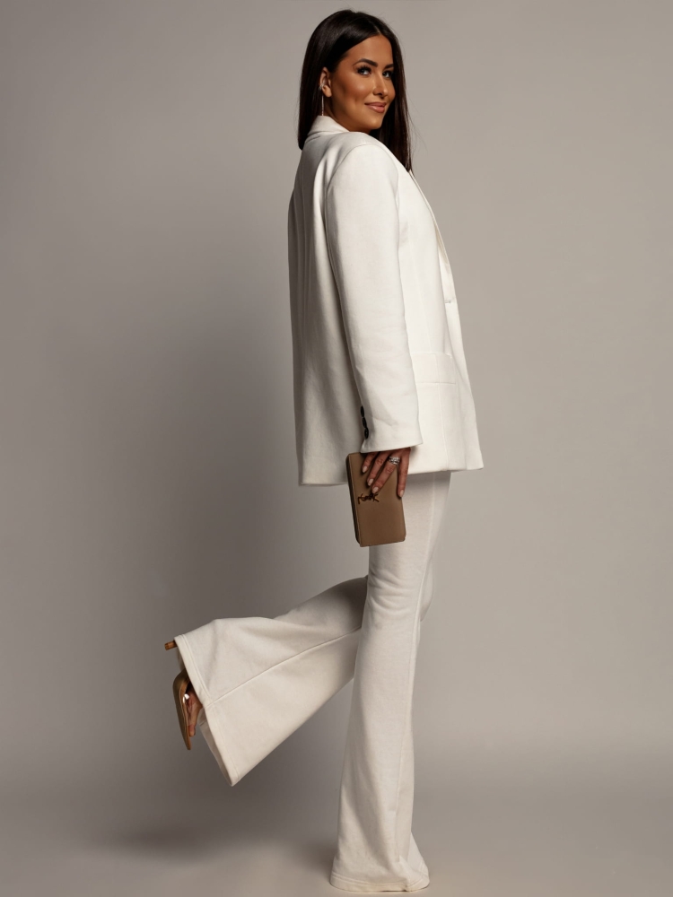 Spodnie dzwony z wysokim stanem białe PREMIUM Polska produkcja