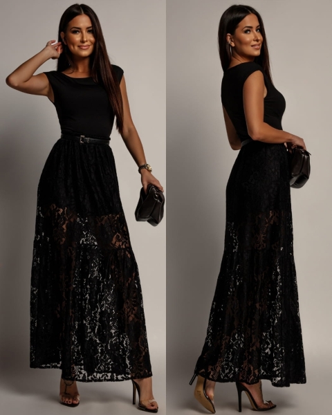 Spódnica koronkowa czarna PREMIUM Polska produkcja