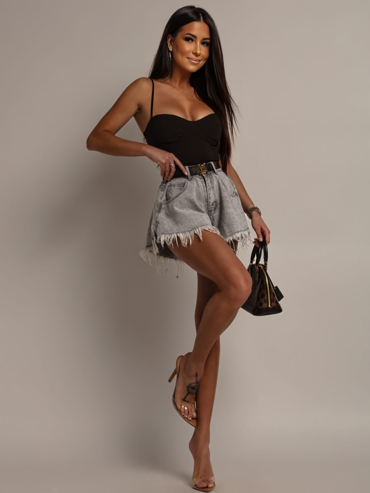 Klasyczne body na ramiączkach brązowe