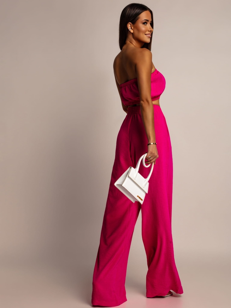 Komplet 3-częściowy koszula z topem oraz długie spodnie fuksja PREMIUM Polska produkcja