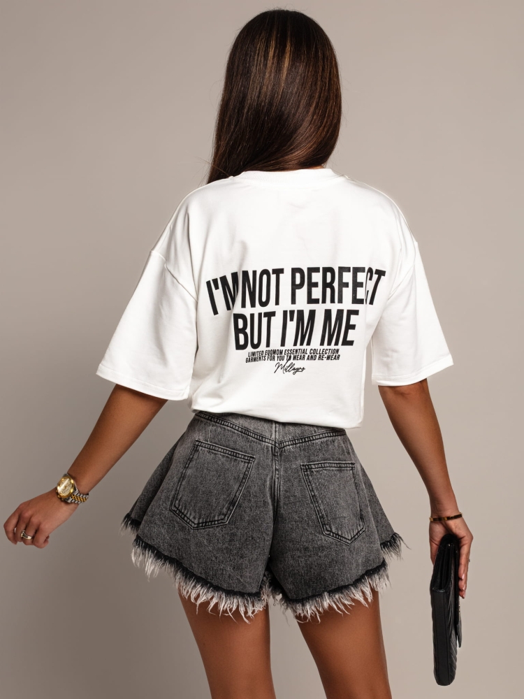 T-shirt I'am not perfect but I'm me biały PREMIUM Polska produkcja
