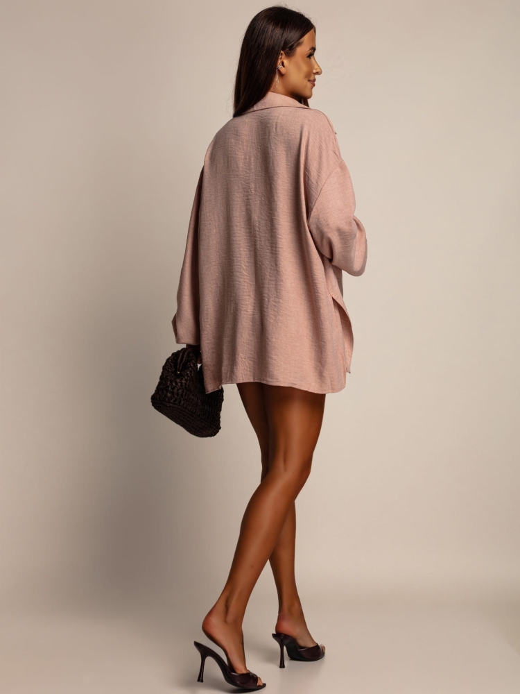 Komplet 3-częściowy koszula z topem oraz spodenki brudny róż PREMIUM Polska produkcja 