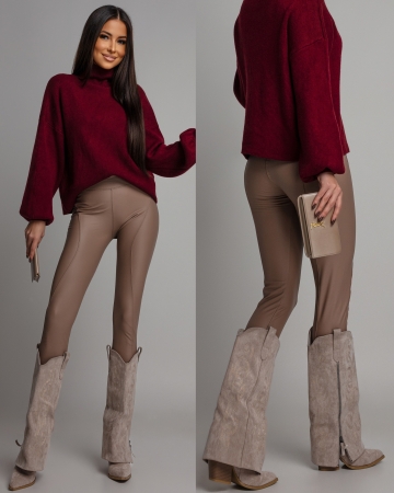 Leginsy eko skóra camel