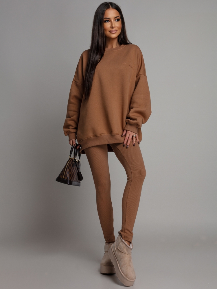 Komplet dresowy bluza V2  oversize oraz leginsy camel PREMIUM Polska Produkcja