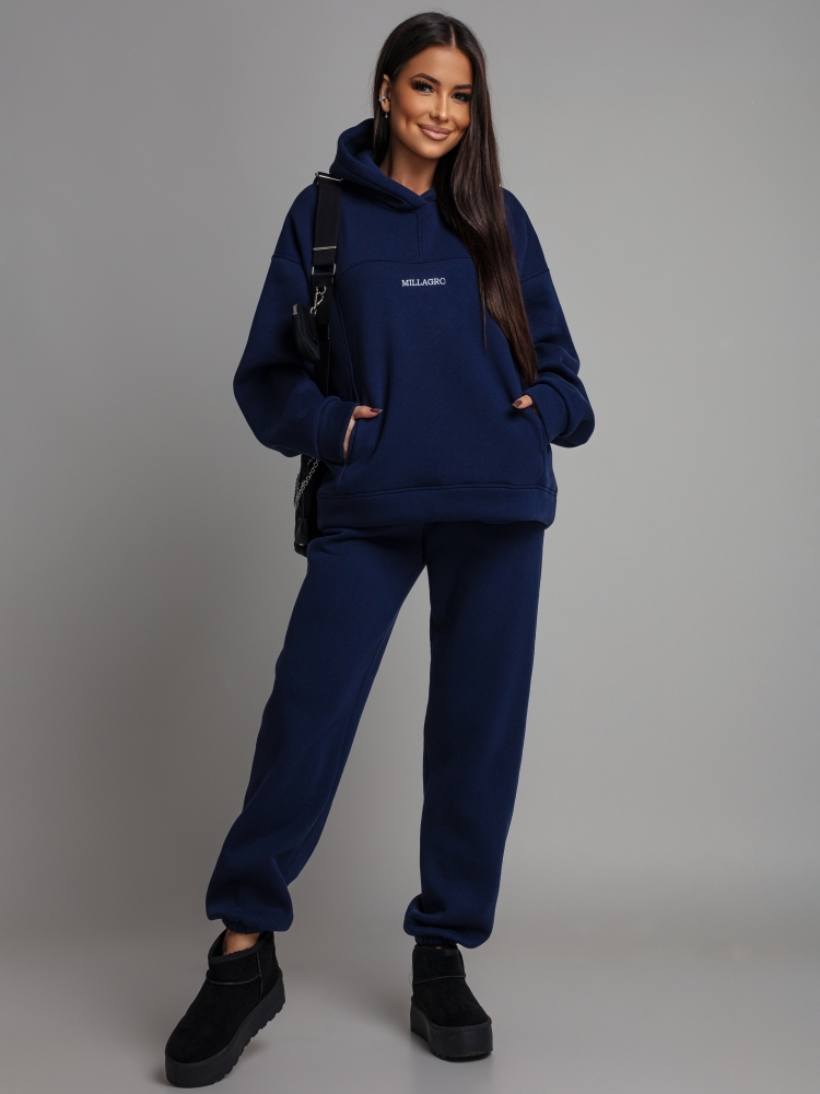 Komplet dresowy bluza z kieszeniami i  spodnie granatowy PREMIUM Polska Produkcja