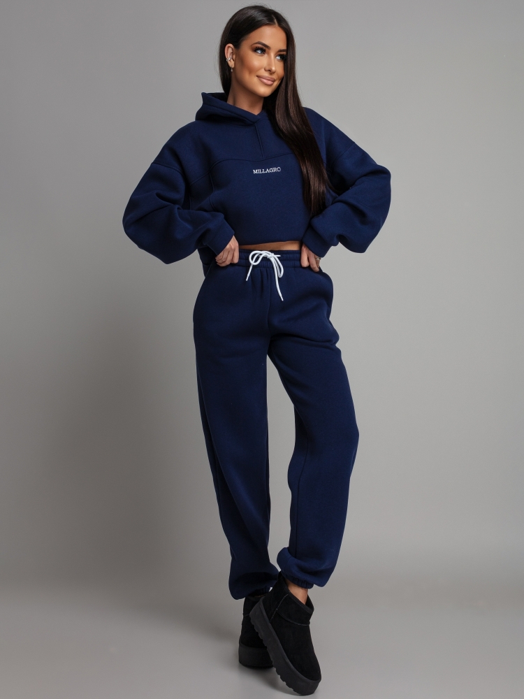 Komplet dresowy bluza z kieszeniami i  spodnie granatowy PREMIUM Polska Produkcja