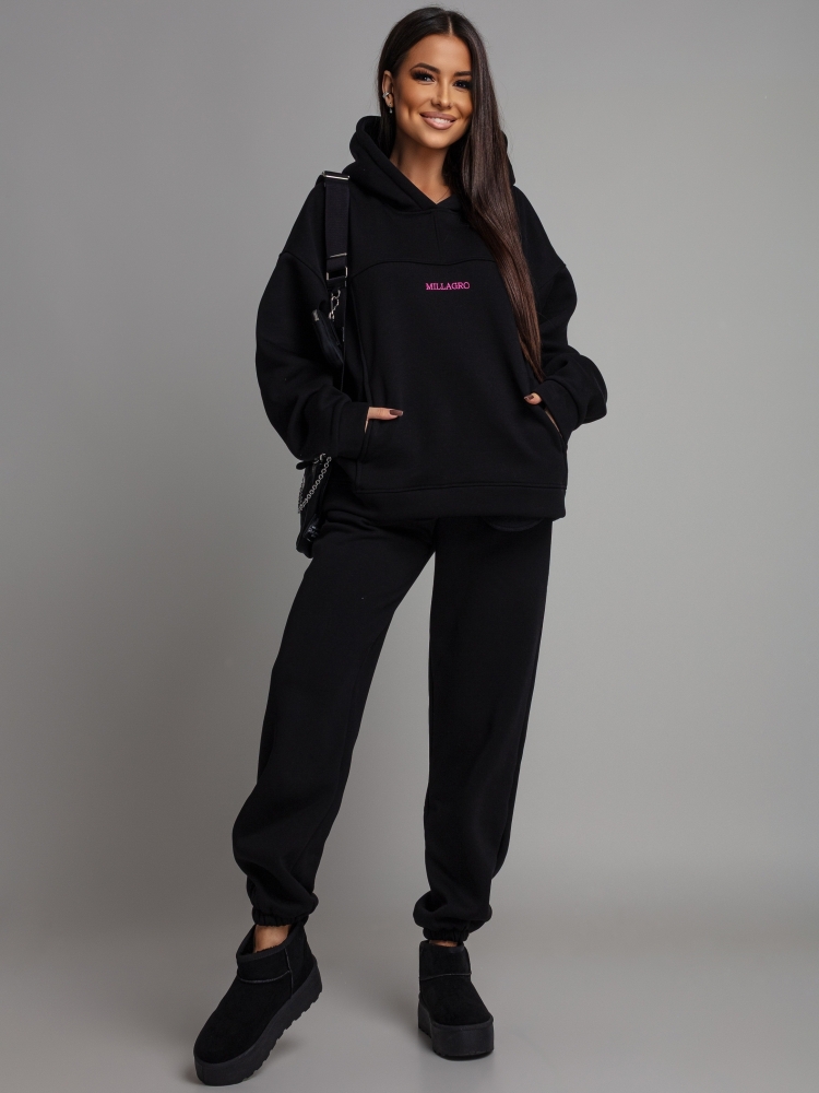 Komplet dresowy bluza z kieszeniami i  spodnie czarny PREMIUM Polska Produkcja