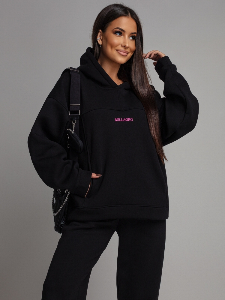 Komplet dresowy bluza z kieszeniami i  spodnie czarny PREMIUM Polska Produkcja