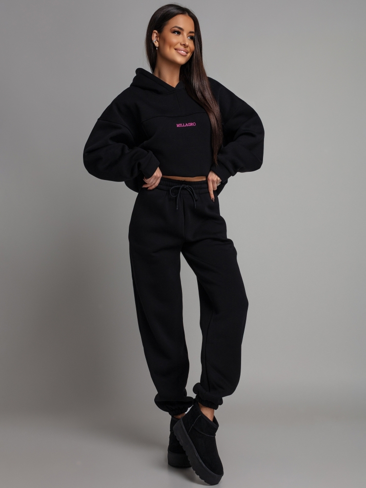 Komplet dresowy bluza z kieszeniami i  spodnie czarny PREMIUM Polska Produkcja