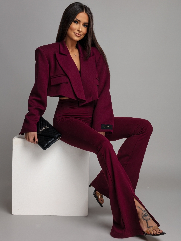 Marynarka elegancka krótka bordowa PRODUKT PREMIUM Polska produkcja