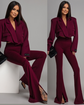 Leginsy z rozcięciem na dole bordowe Polska produkcja PREMIUM