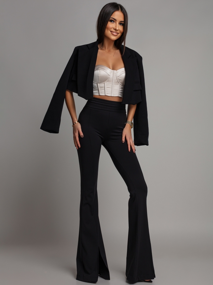 Leginsy z rozcięciem na dole czarne Polska produkcja PREMIUM