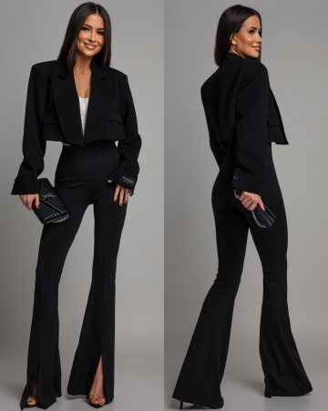 Leginsy z rozcięciem na dole czarne Polska produkcja PREMIUM