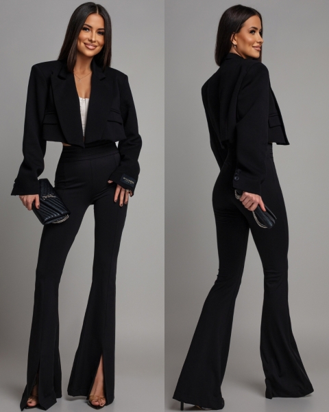 Leginsy z rozcięciem na dole czarne Polska produkcja PREMIUM