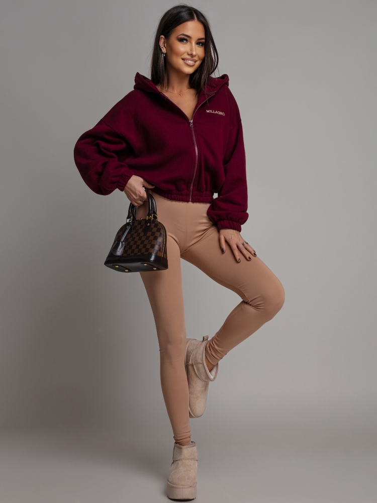 Bluza krótka zapinana bordowa PREMIUM Polska Produkcja