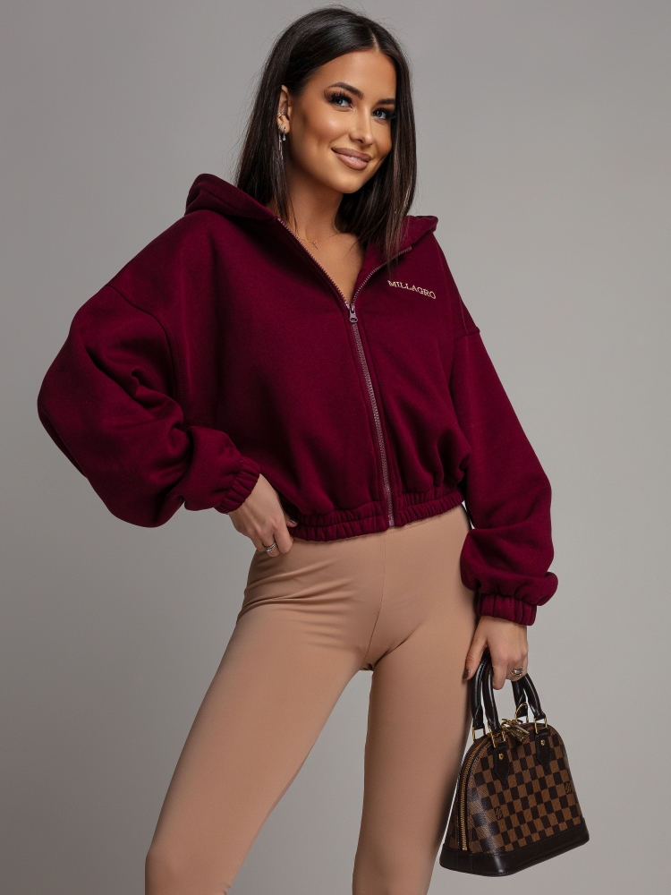 Bluza krótka zapinana bordowa PREMIUM Polska Produkcja