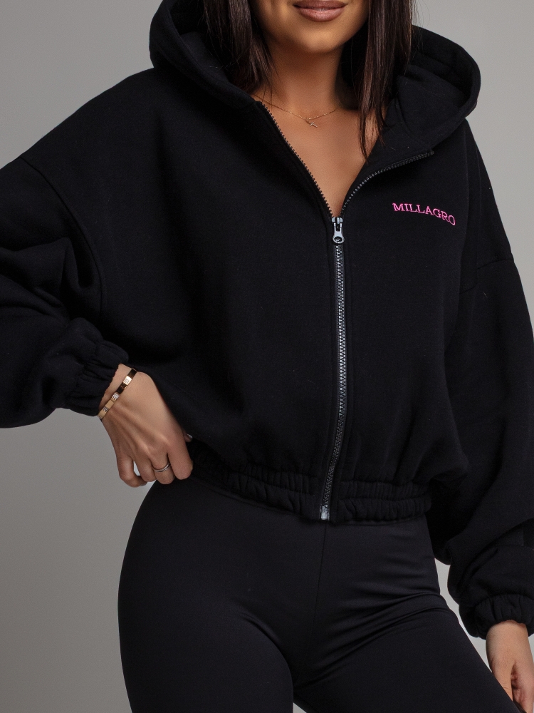 Bluza krótka zapinana czarna PREMIUM Polska Produkcja