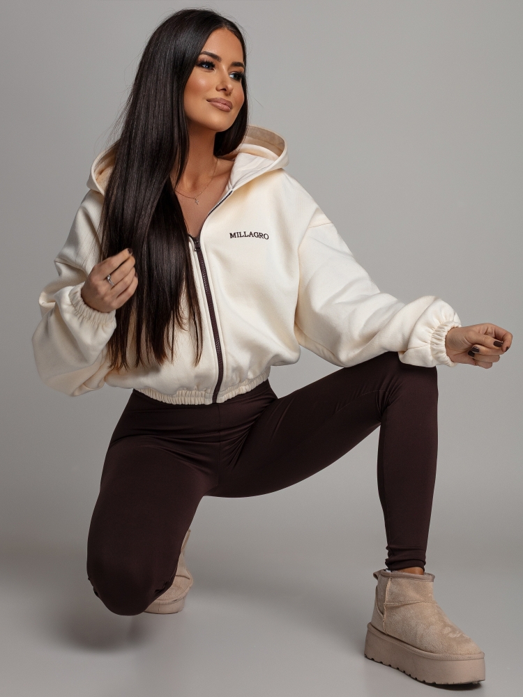 Bluza krótka zapinana kremowa PREMIUM Polska Produkcja