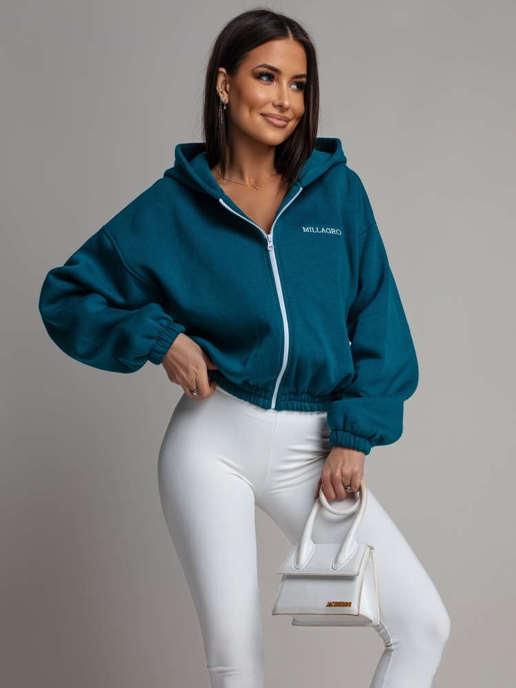 Bluza krótka zapinana turkusowa PREMIUM Polska Produkcja