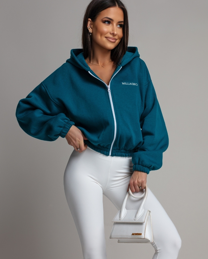 Bluza krótka zapinana turkusowa PREMIUM Polska Produkcja
