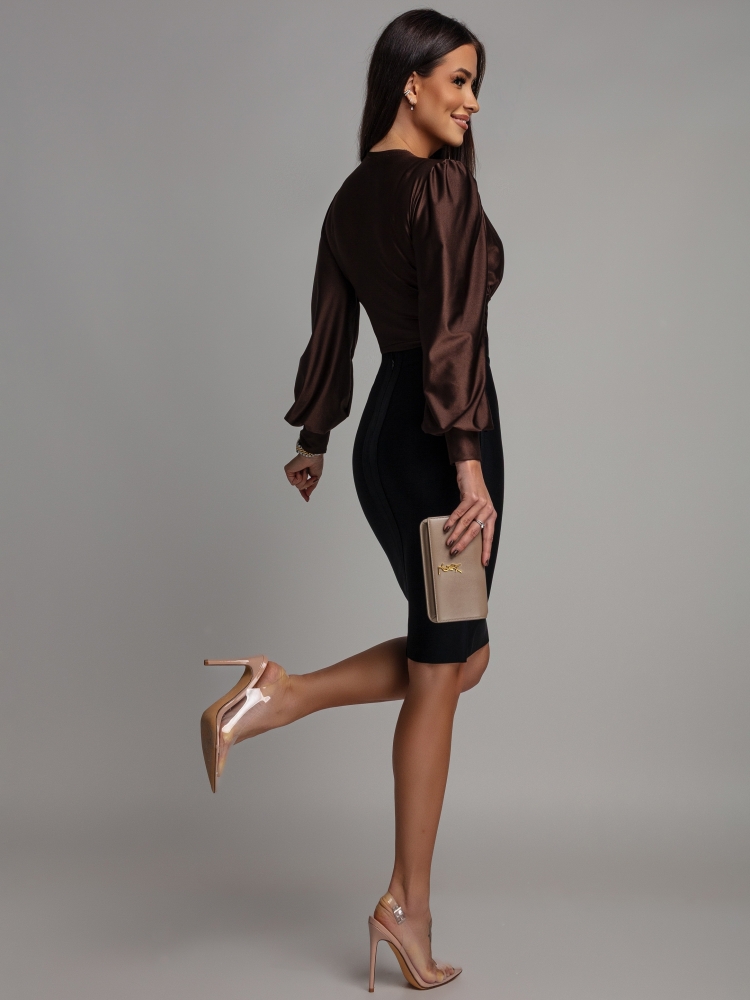 Body na długi rękaw czekoladowe