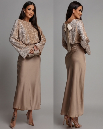 Spódnica midi satynowa złota