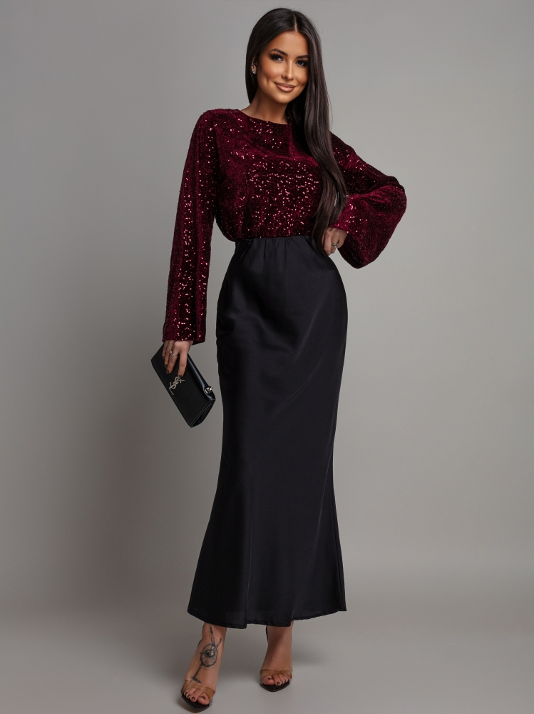 Spódnica maxi satynowa czarna