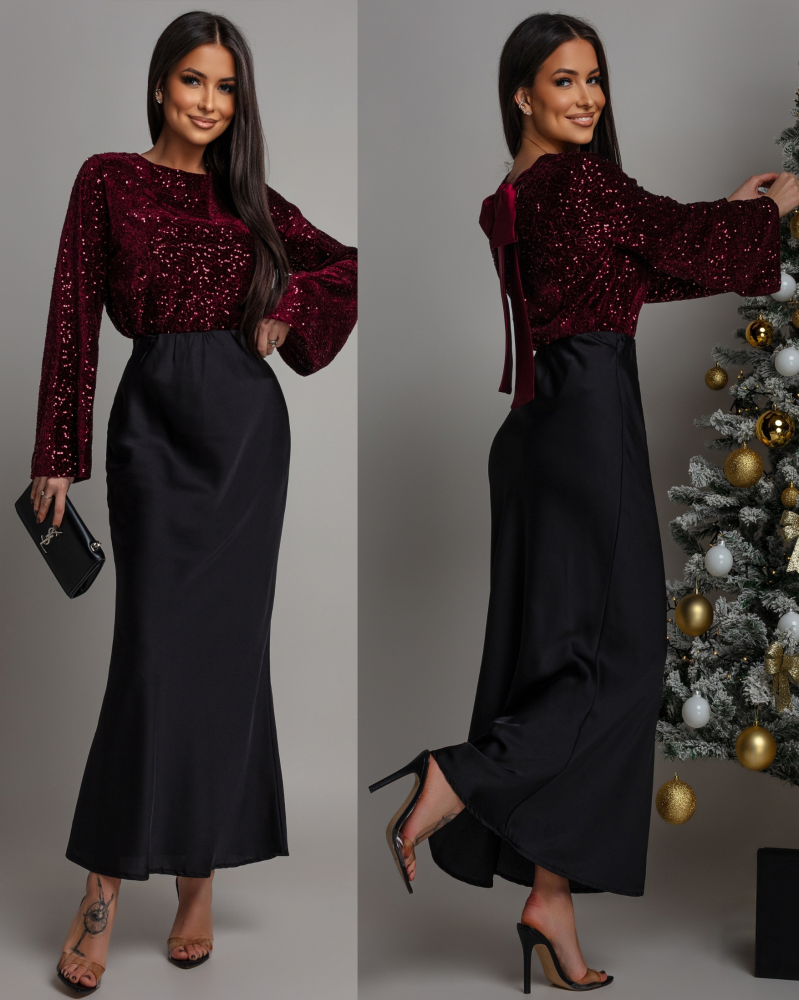 Spódnica maxi satynowa czarna