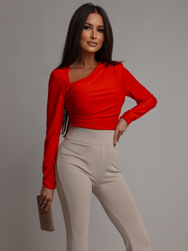 Body z ozdobnym wycięciem eleganckie pomarańczowe