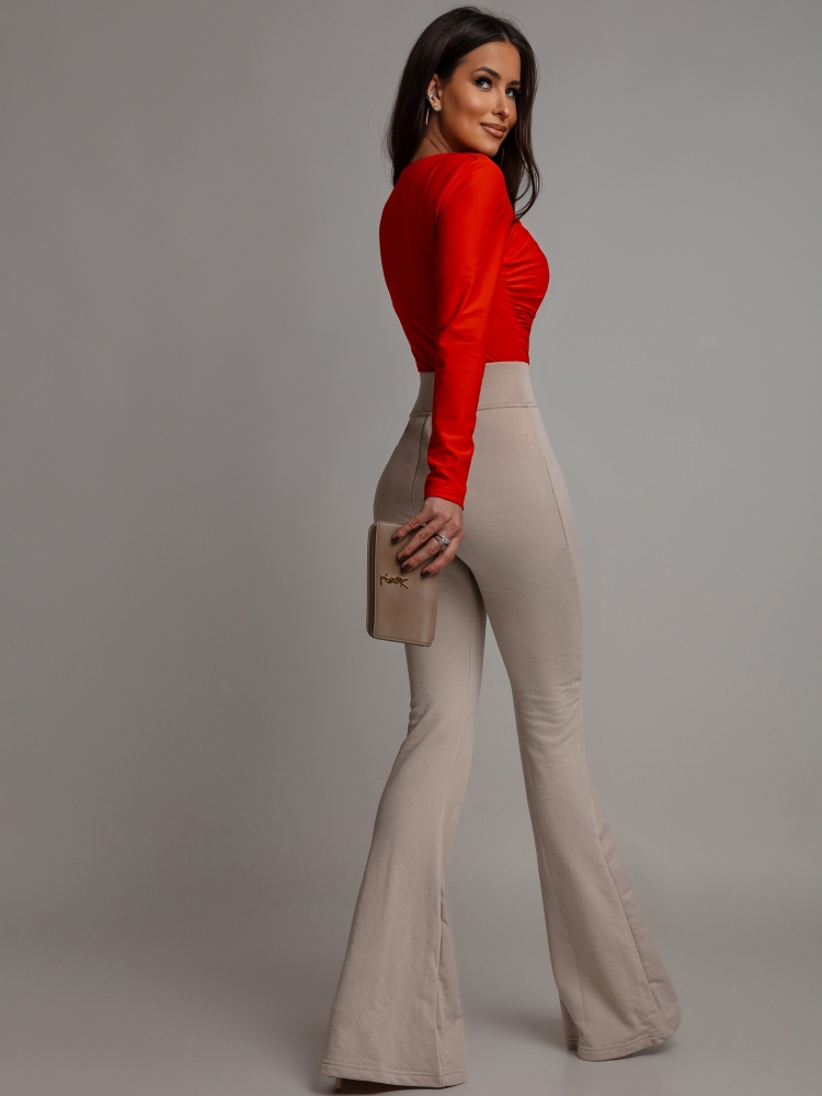 Body z ozdobnym wycięciem eleganckie pomarańczowe