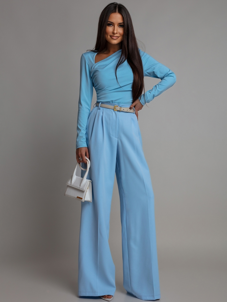 Body z ozdobnym wycięciem eleganckie niebieskie