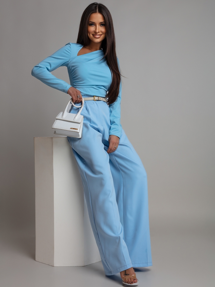 Body z ozdobnym wycięciem eleganckie niebieskie