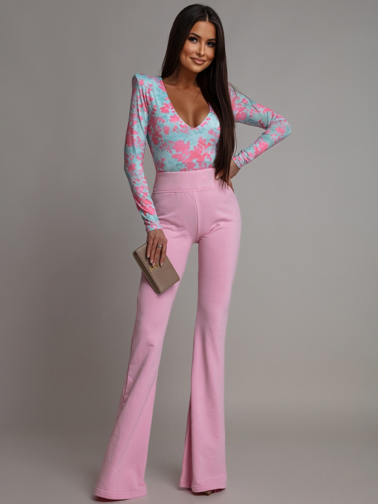 Body z poduszkami na ramionach print niebiesko różowy PREMIUM Polska produkcja