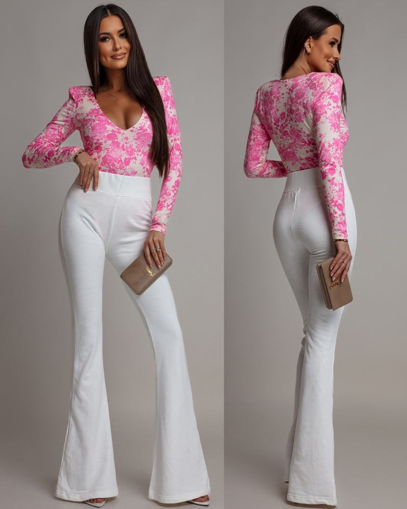 Spodnie dzwony z wysokim stanem białe PREMIUM Polska produkcja