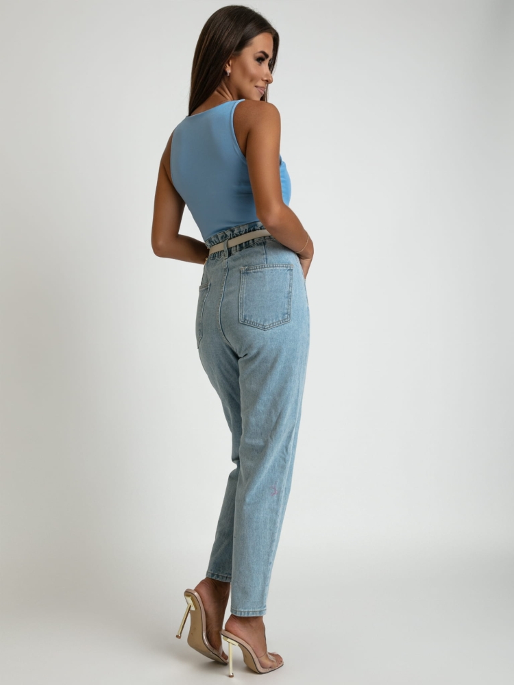 Spodnie wysoki stan z sercem niebieskie jeans jasny