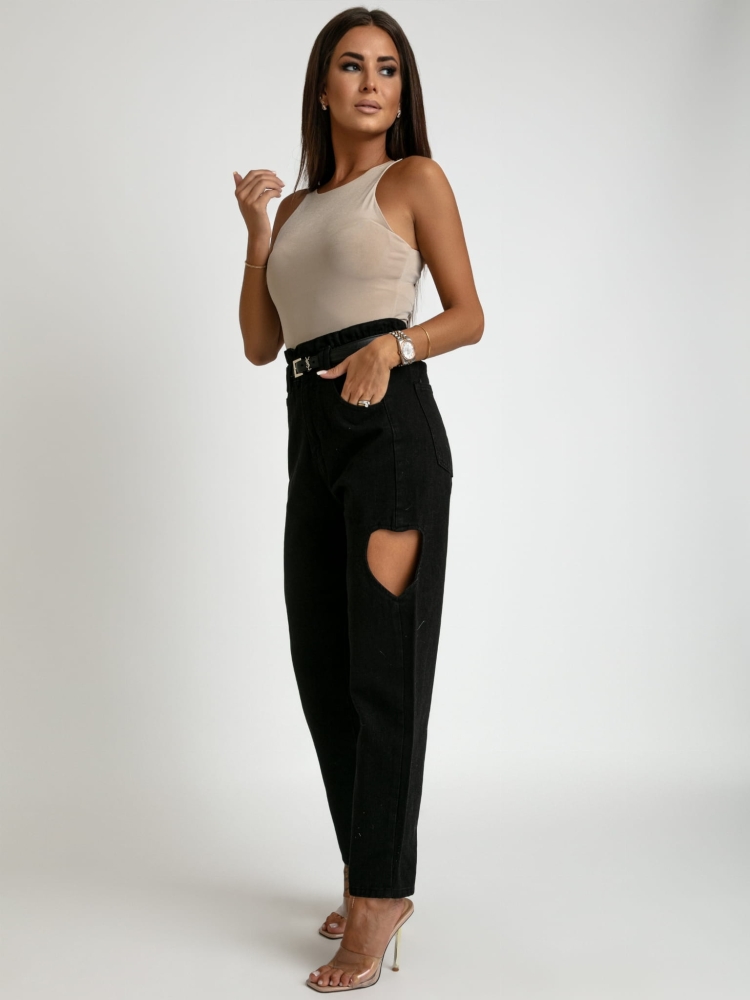 Spodnie wysoki stan z sercem czarne jeans