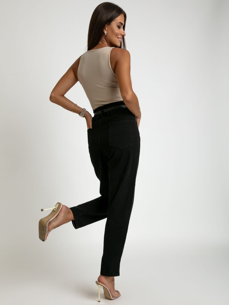 Spodnie wysoki stan z sercem czarne jeans