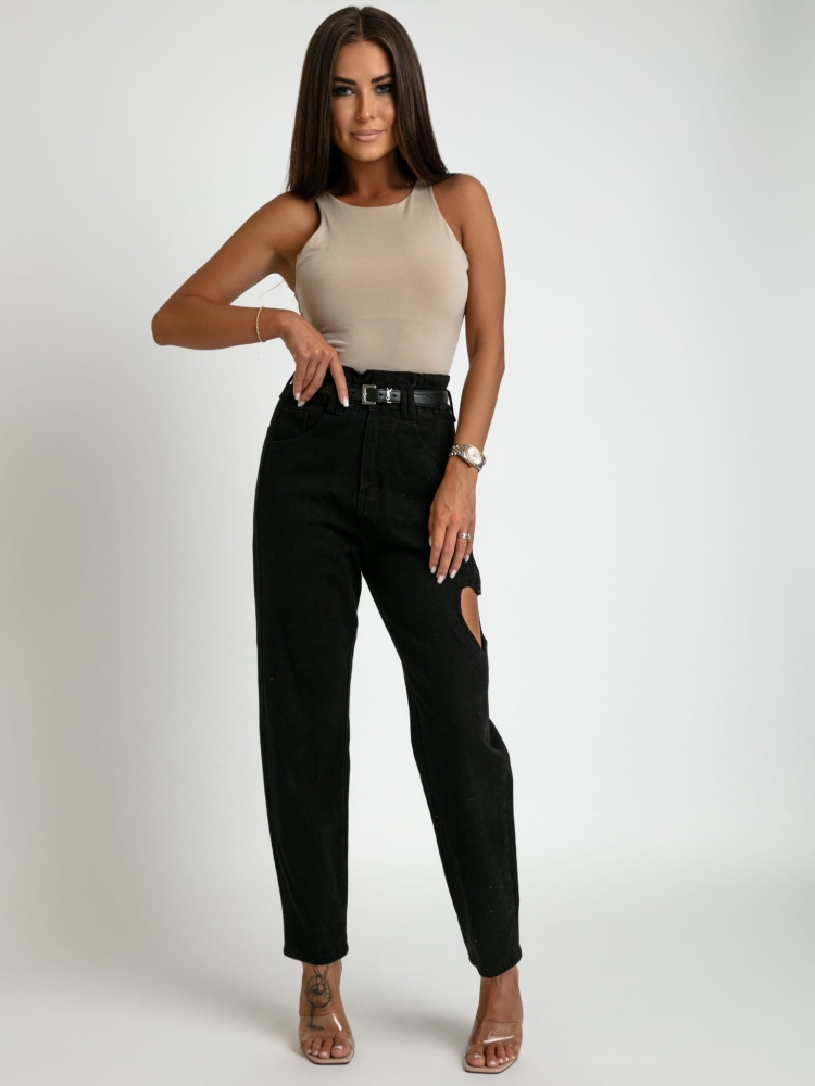 Spodnie wysoki stan z sercem czarne jeans